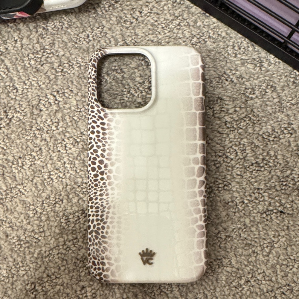 Velvet Caviar Cream and Brown Croc Pattern Phone Case
